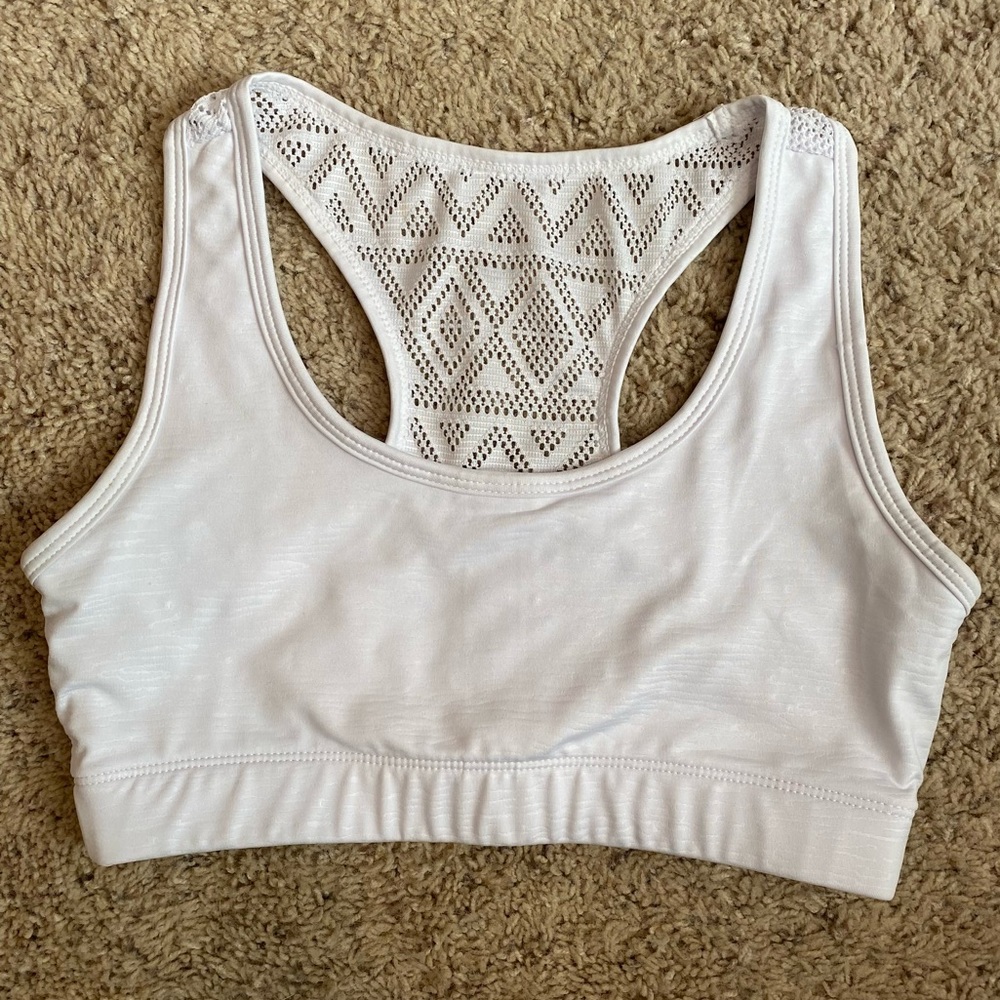ZYIA white bomber bra size small Like New sports bra